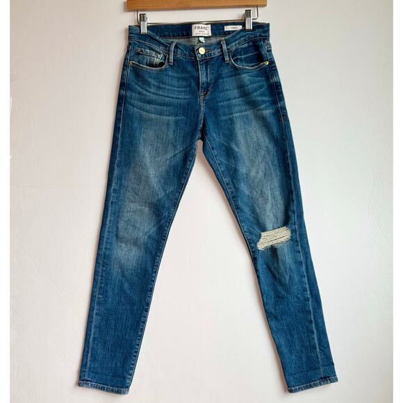 Frame Denim Le Garcon Cooper Relaxed Slim Boyfriend Distressed Jean size 24 - Picture 1 of 12